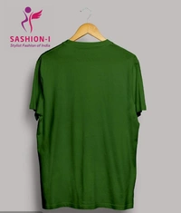 Men's Olive Cotton Printed Round Neck Tees - Olive